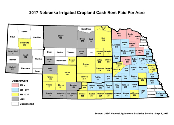 Highest cash rent rates in state can found in northeast Nebraska