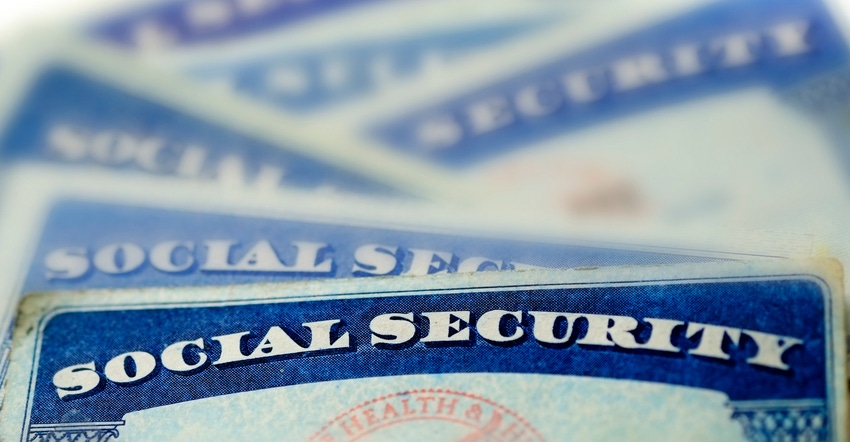Closeup detail of several Social Security Cards
