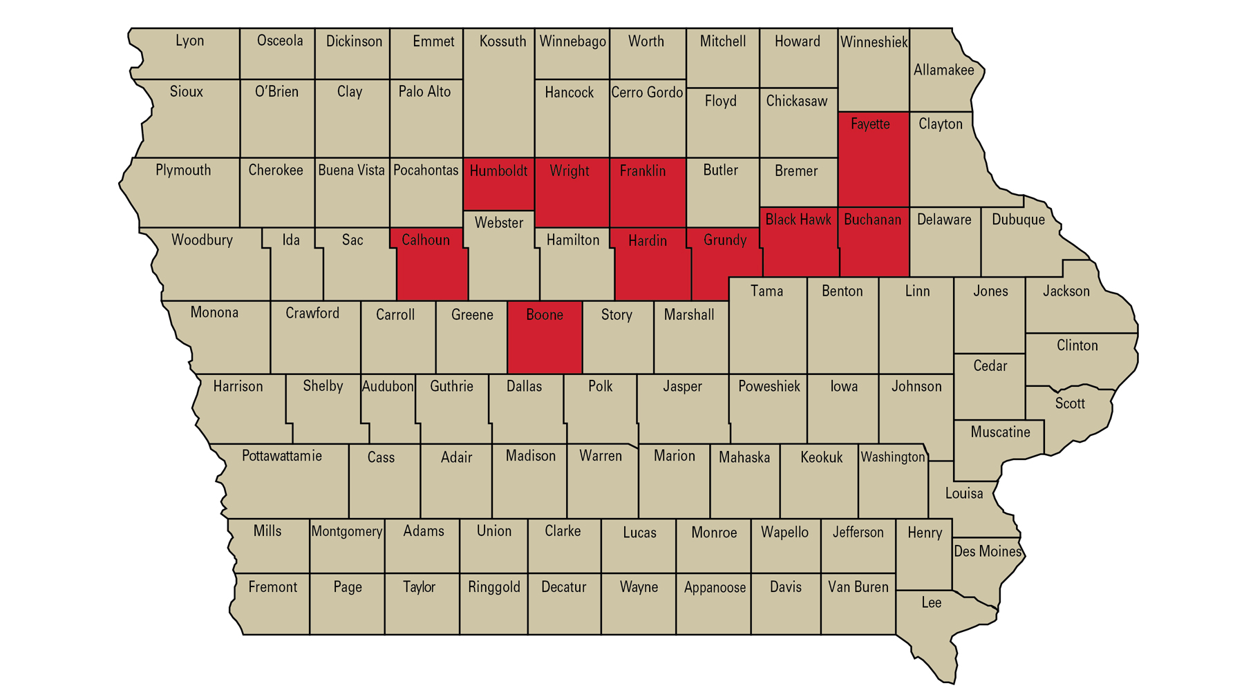 : So far, Asian copperleaf has been found in 10 counties mainly in the northern half of Iowa
