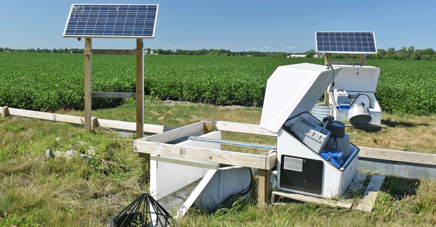 water quality station set on field edge water quality station set on field edge