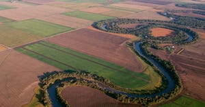 Red River winds through farmland in western Minnesota