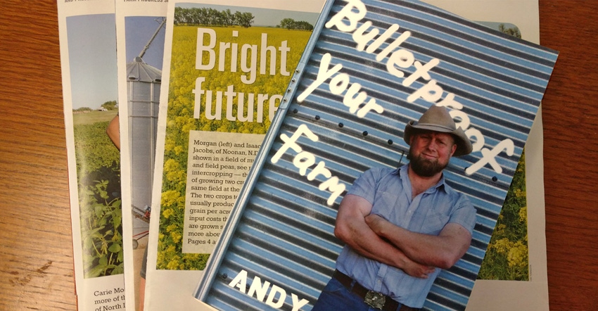 magazines lie under a book titled Bulletproof Your Farm!