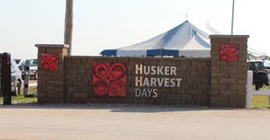 Husker Harvest Days sign and gate