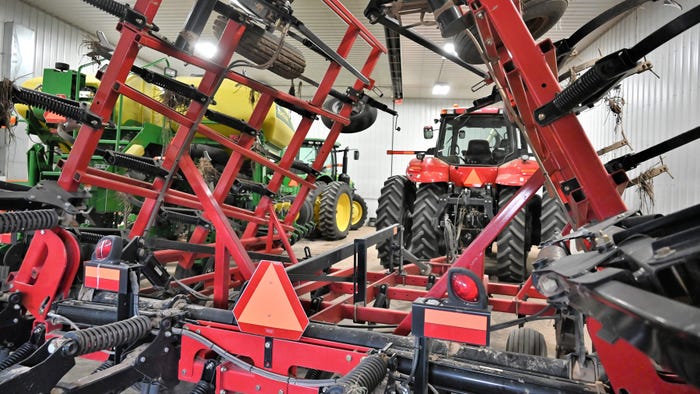 Farm equipment in farm shop