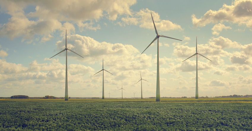 Wind Turbines in field