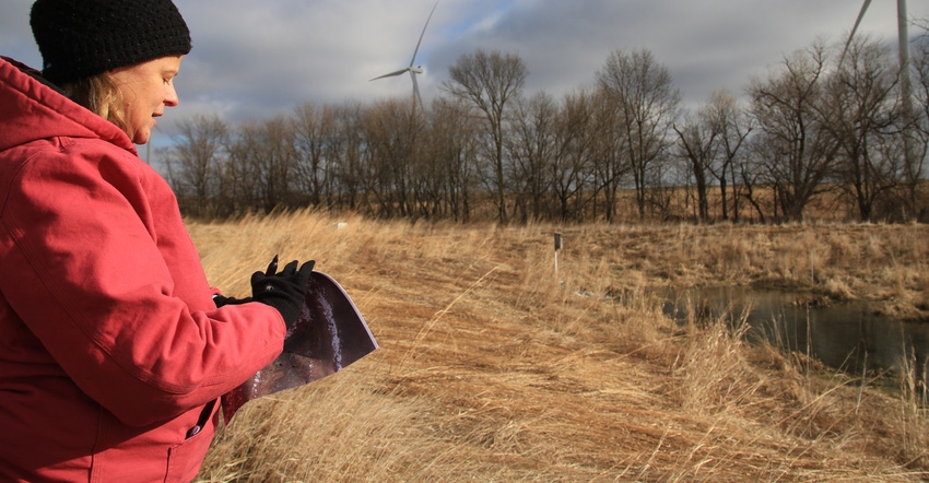 Jill Kostel checks on a wetland