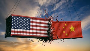 U.S. and China shipping containers clashing.