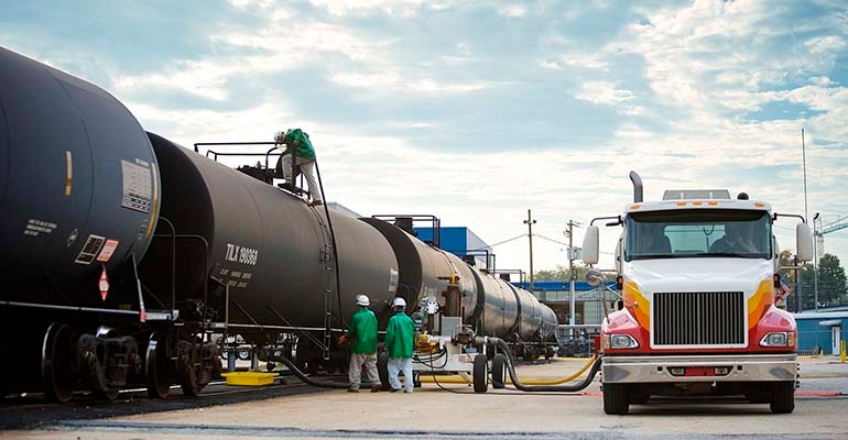 transferring ethanol from rail car to truck