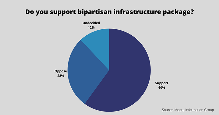 Pie chart of voter support for broadband infrastructure package
