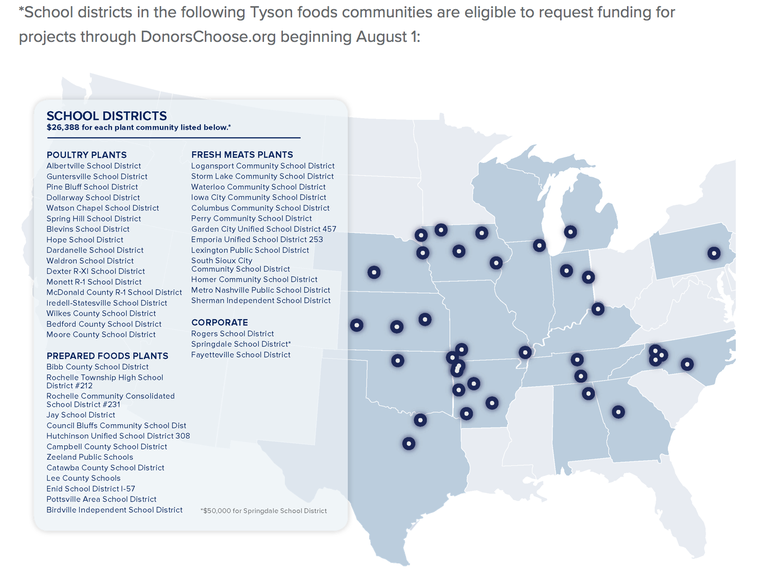 Tyson Donor's choose map