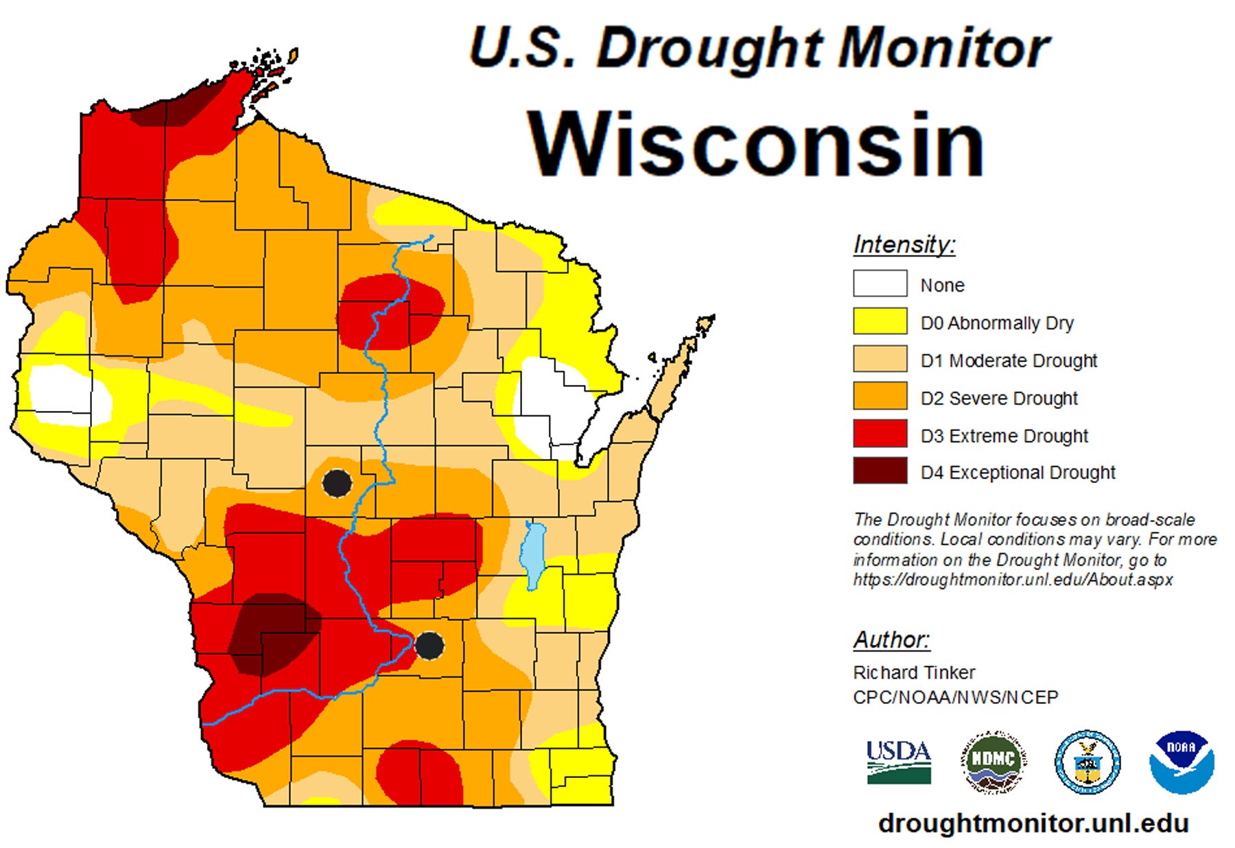 U.S. Drought Monitor Wisconsin map