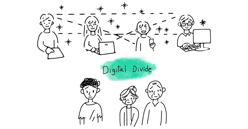 Illustration of digital divide between those with and without broadband internet