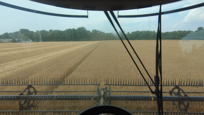 View from combine during harvest