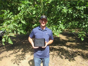 Ryan Kaplan, an Orland, Calif., walnut and pistachio grower, developed an app to help growers collate data from pressure cham