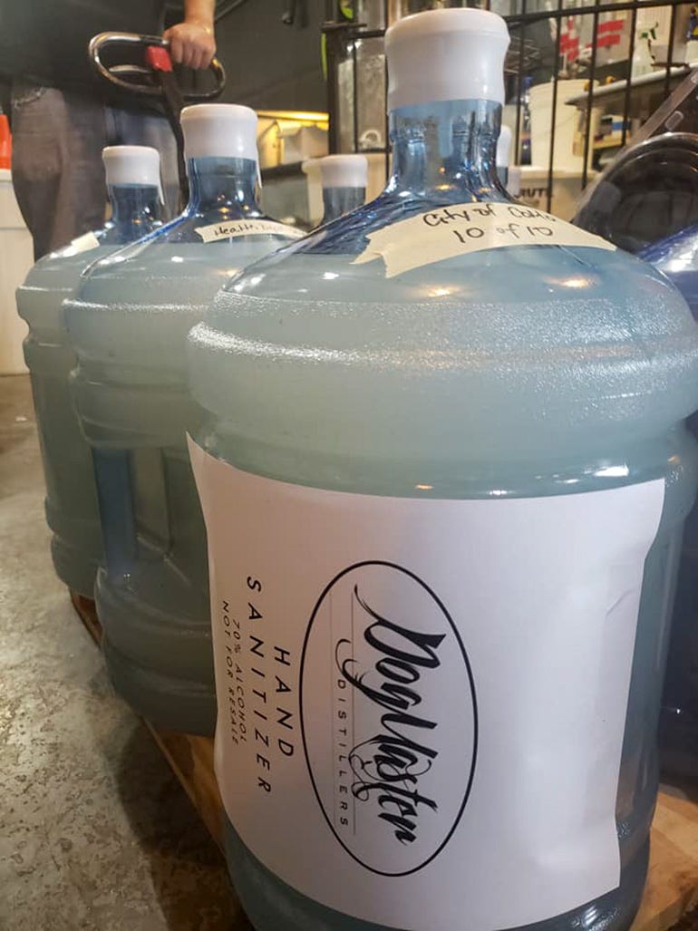 Large jugs of hand sanitizer 