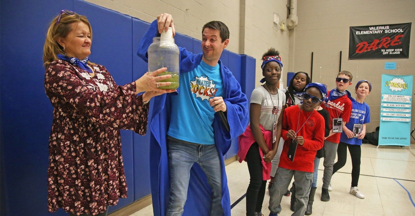 Audience participation skit at a Water Rocks school program. 