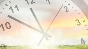 alarm clock above field