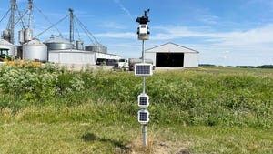 A weather station device on a farm