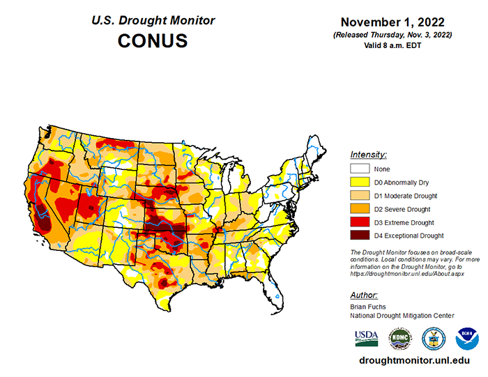 Nov. 1, 2022 drought monitor map