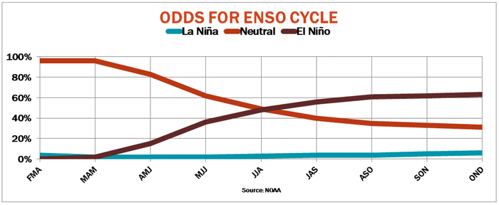 Odds for ENSO cycle graph