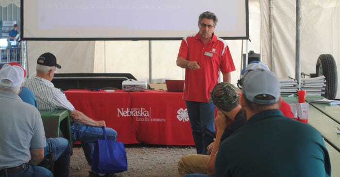 Nebraska Extension weed scientist, Stevan Knezevic, talks about weed resistance issues with farmers attending the 2019 Family
