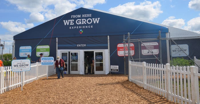 entrance to Bayer's "From Here We Grow” exhibit at 2021 Farm Progress Show entrance to Bayer's "From Here We Grow” exhibit at 2021 Farm Progress Show