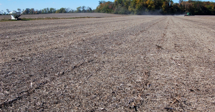 residue spread across field