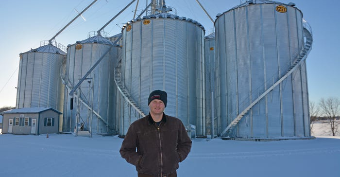 Cody Andrews outside his family's commercial grain elevator