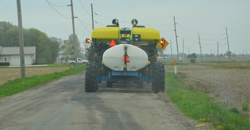 farm equipment on rural road