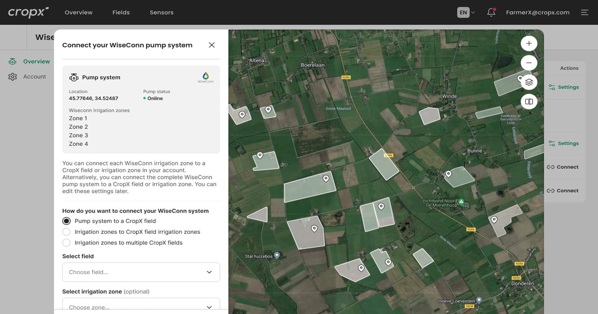 WiseConn Smart Irrigation Integration With CropX Technologies