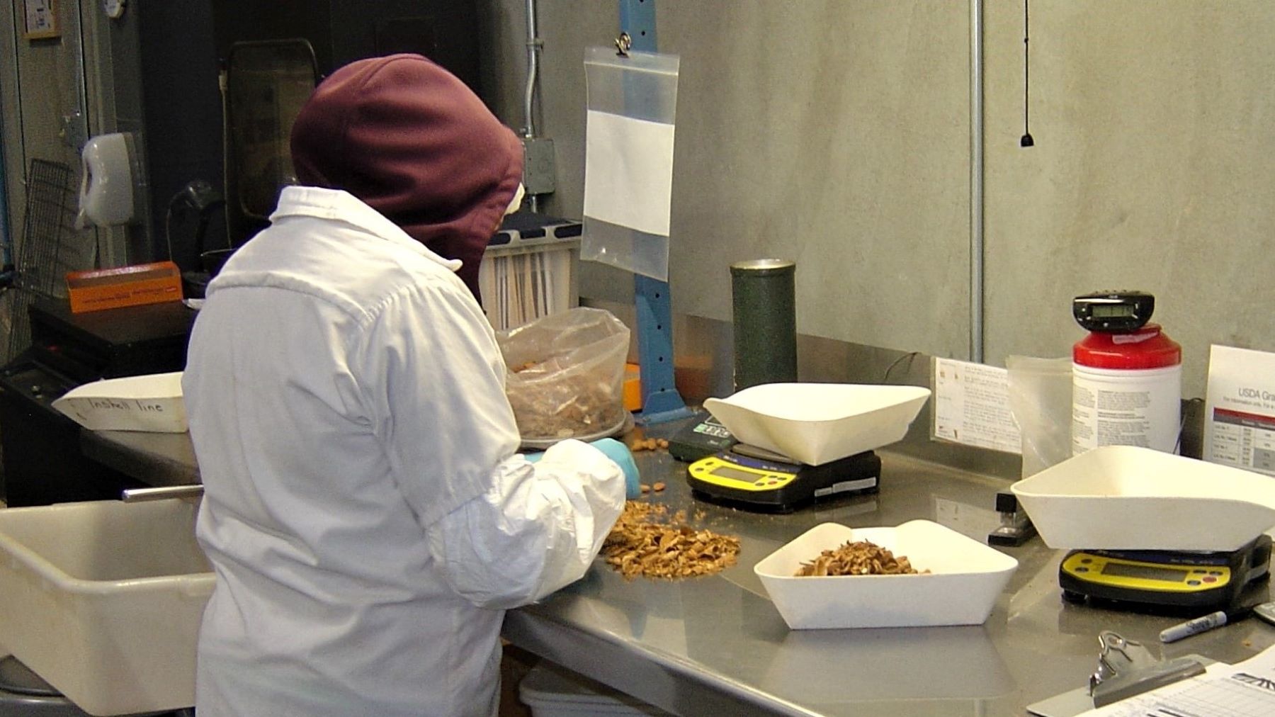 Almond warehouse worker
