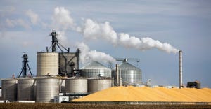 Ethanol Plant and Large Pile of Corn in The Midwest