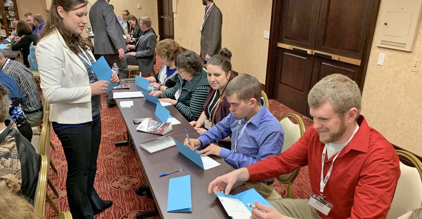 young farmers at table to participate in MFB's Young Farmer Leaders Conference 