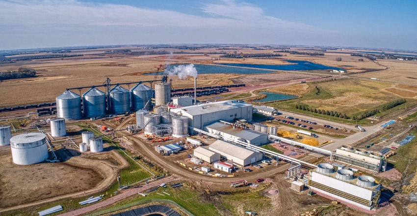 aerial view of ethanol plant in south dakota