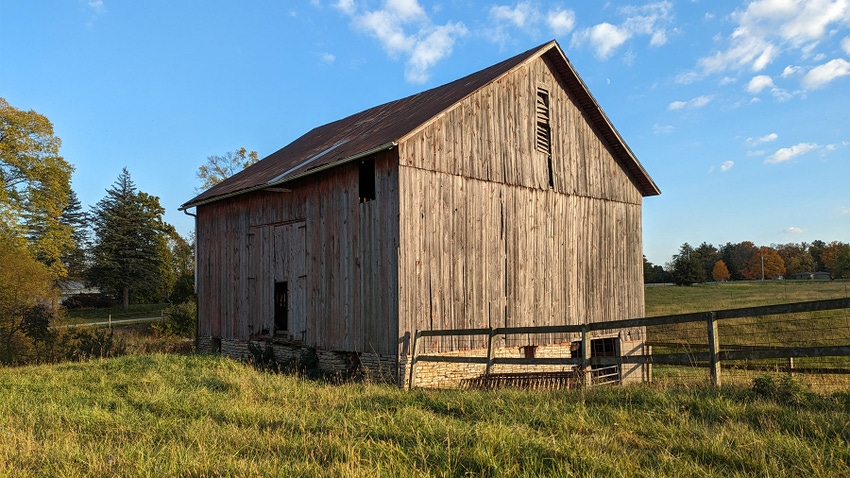 An old wooden barn on a farm