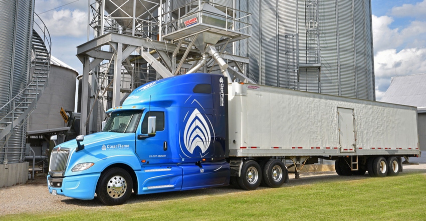 Class 8 truck with a conventional diesel engine converted to run on ethanol