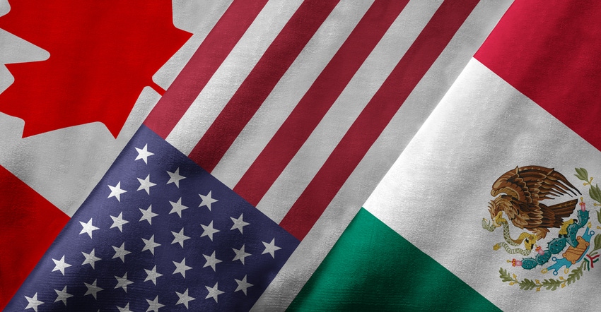 Canada, United States and Mexico flags