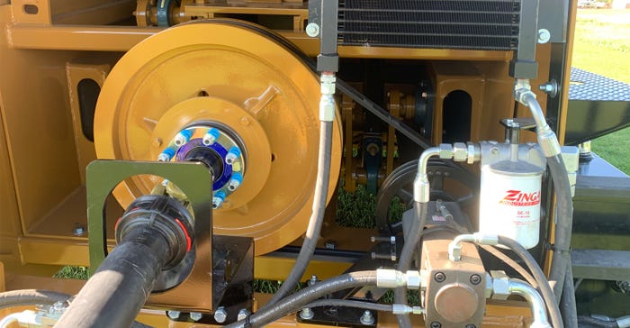 Patented flywheel and plunger system compresses material into the bag using significantly less horsepower than traditional auger or rotor systems available on the marke