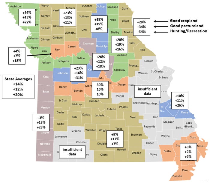 Missouri state map for cash rents