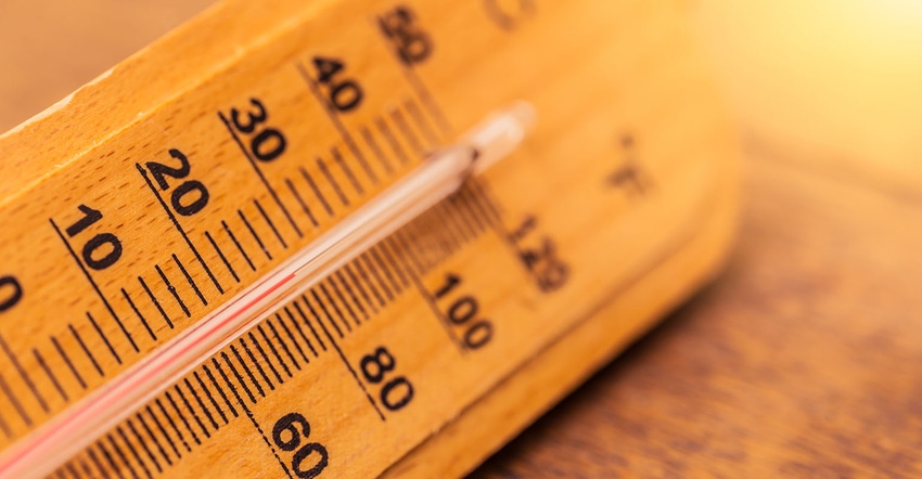 hot day summer concept closeup thermometer with warm color tone
