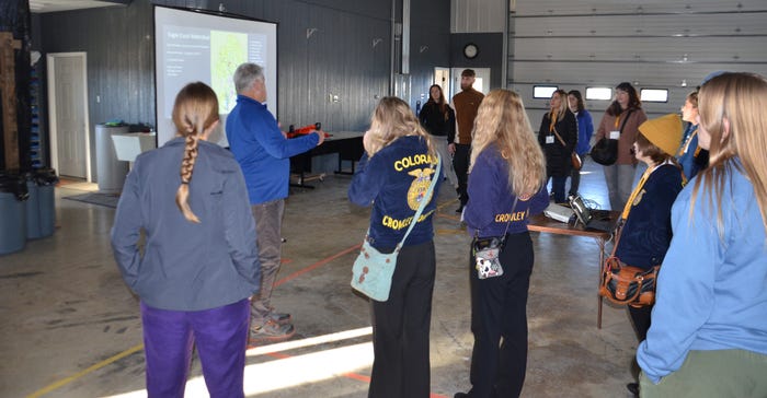 Bob Barr speaks to FFA members visiting Mike Starkey’s farm 