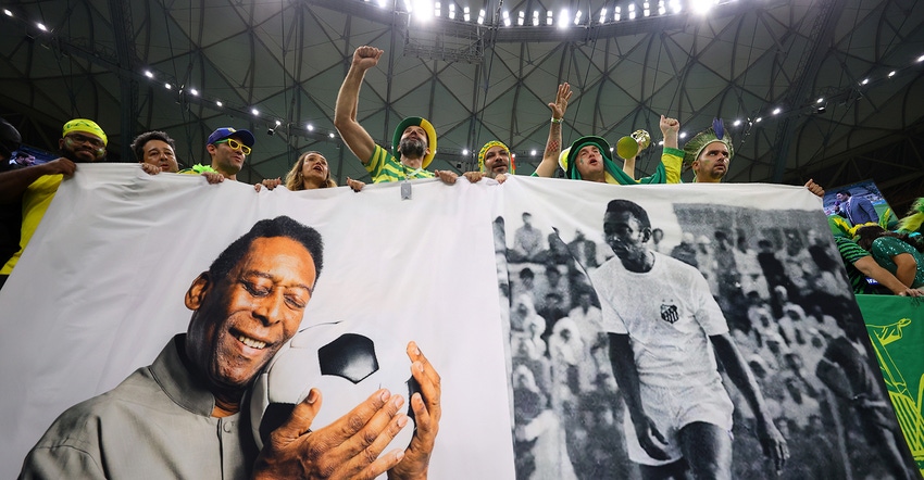 Brazil fans enjoy the pre match atmosphere prior to the FIFA World Cup Qatar 2022 Group G match between Cameroon and Brazil a