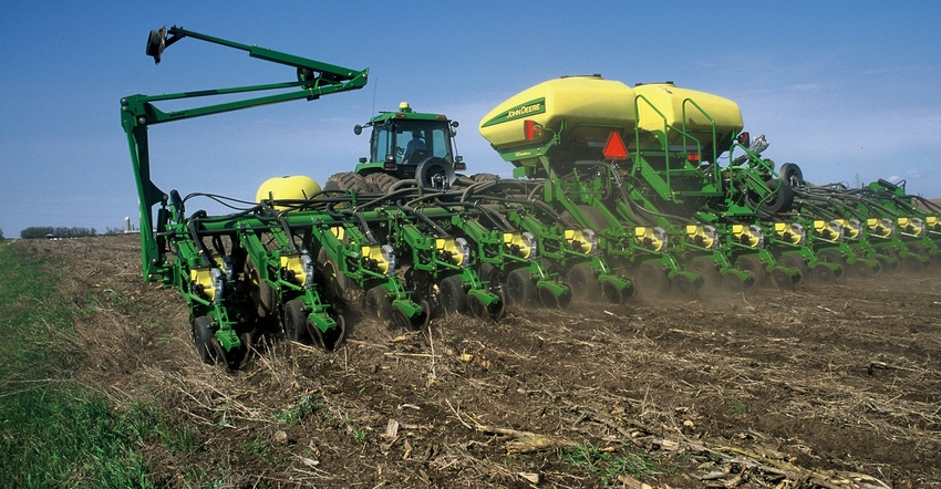 John Deere in field