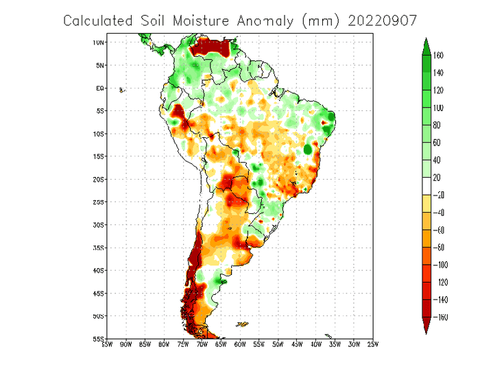 South American Soil Moisture map