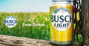Busch beer corn cans with Farm Rescue logo