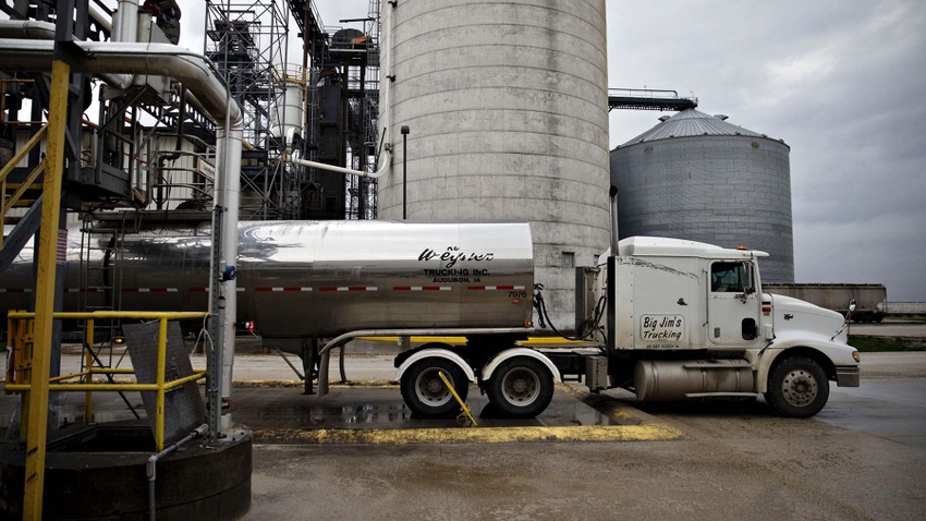 Semi truck and tanker at Iowa ethanol plant
