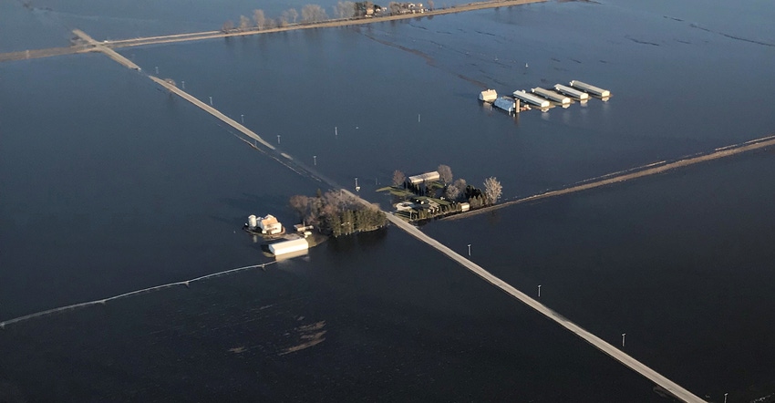 Kankakee River flooding near La Crosse, Indiana