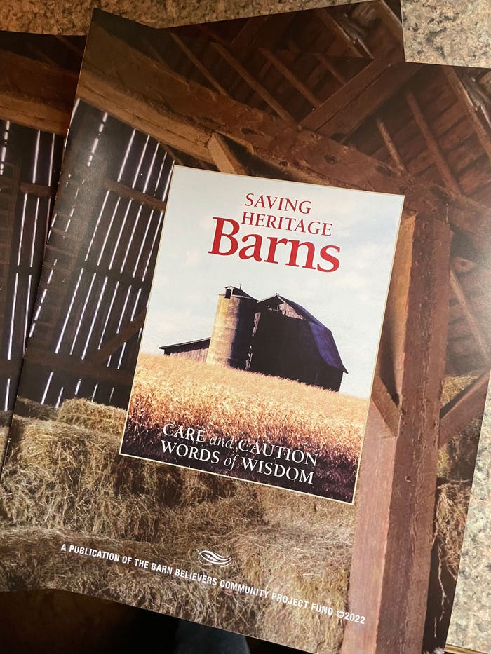 Jennifer Kiel - A booklet with an image of a barn and silo with the title Saving Heritage Barns