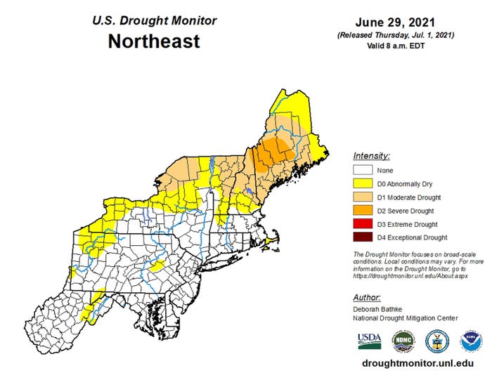 Northeast drought monitor map