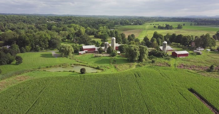 Aerial view of Greig Farm in New York’s Hudson Valley